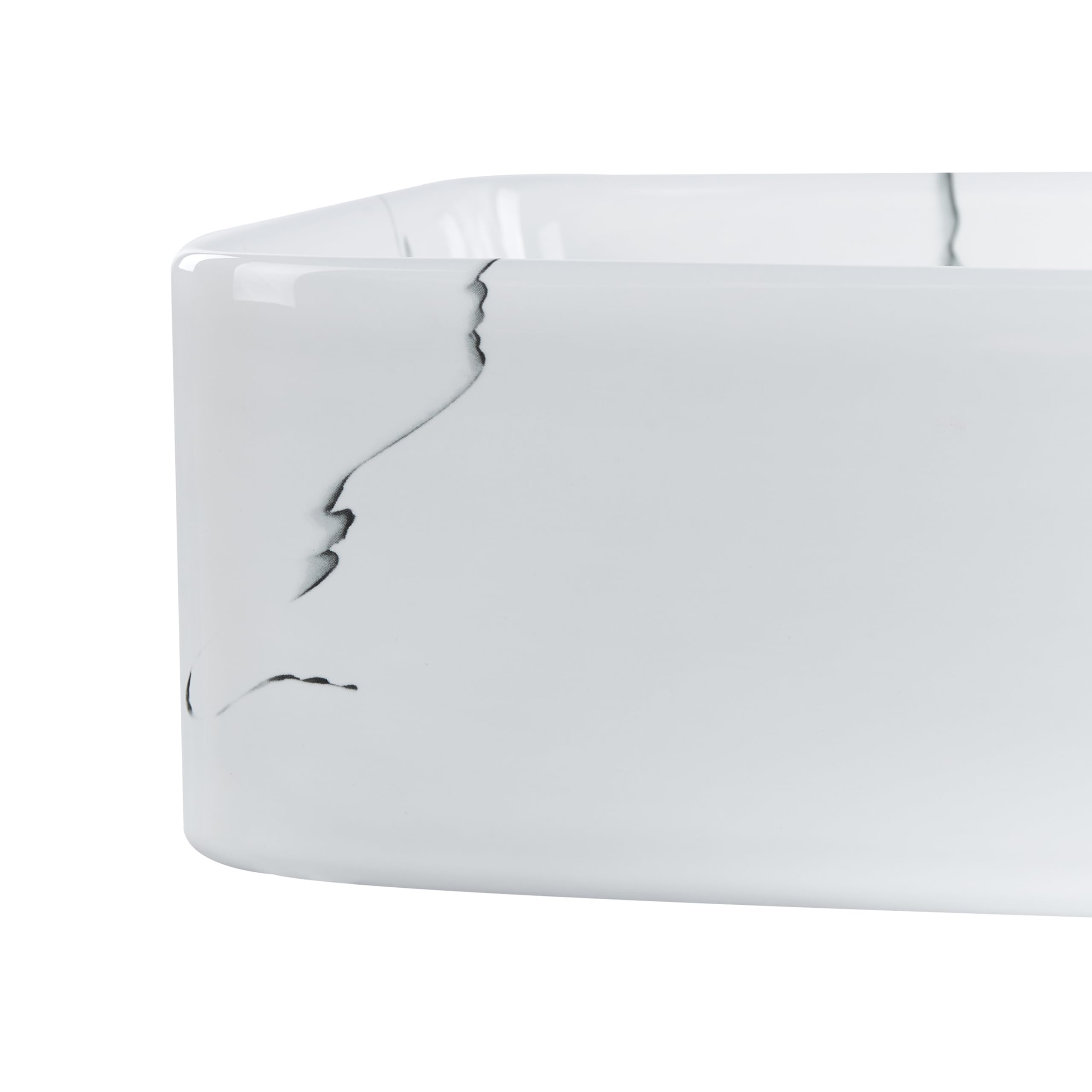 Lavabo sobre encimera baño cerámica blanco efecto mármol 51 x 34 cm Hopi