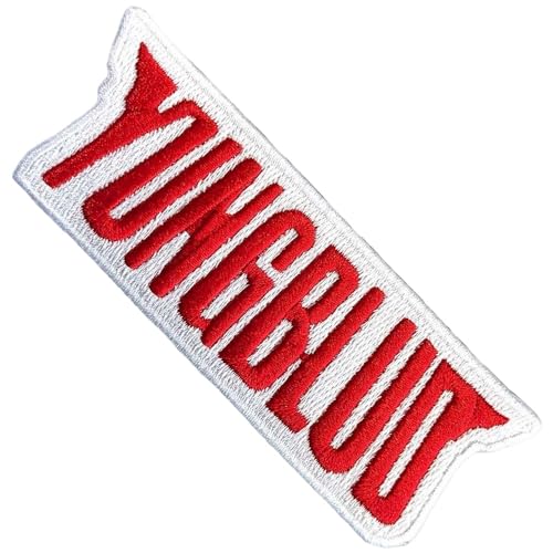 Image of Yungblud Woven Logo Iron On Patch (One Size) (White/Red)