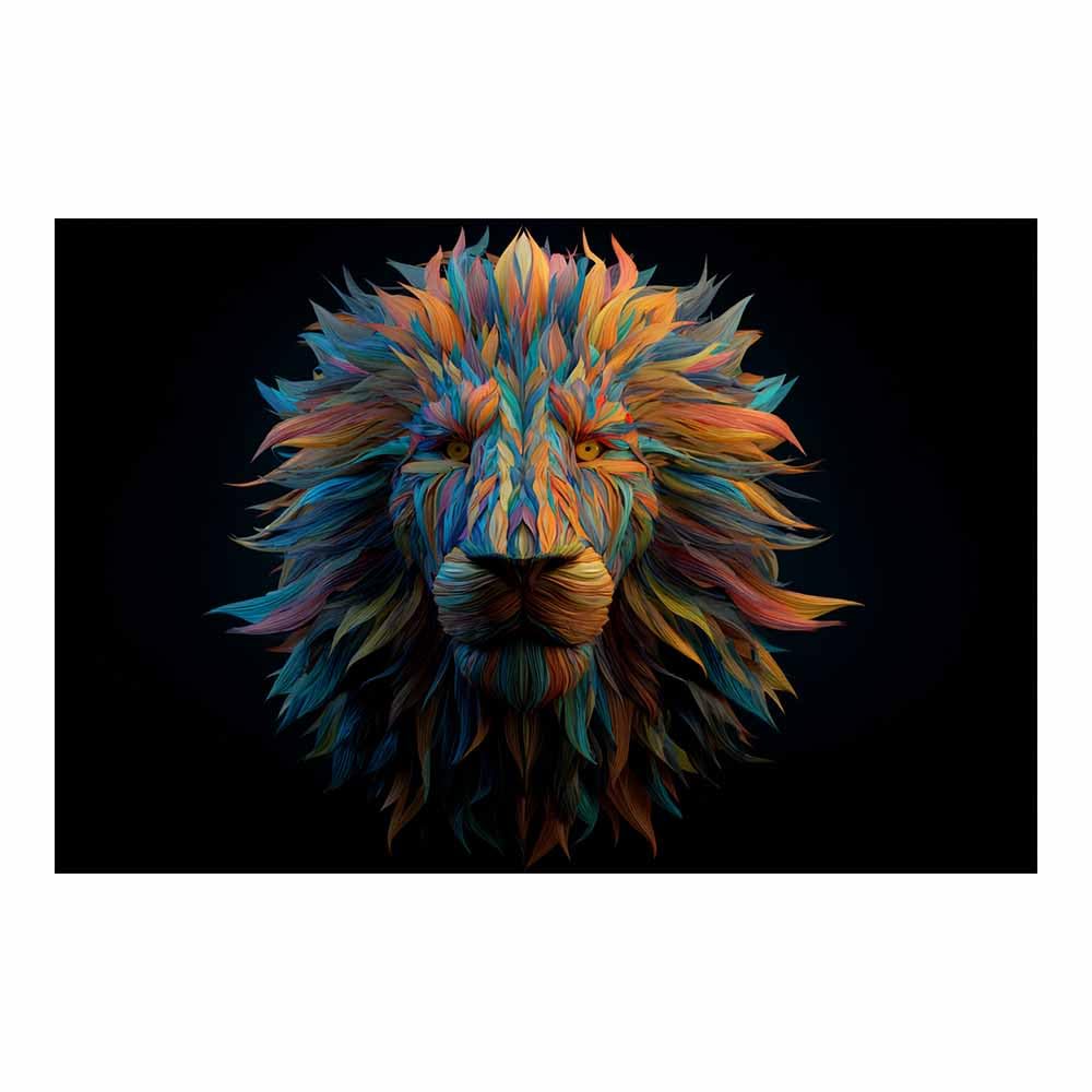 Tableaux muraux lion pour salon et chambre : décoration moderne polychrome