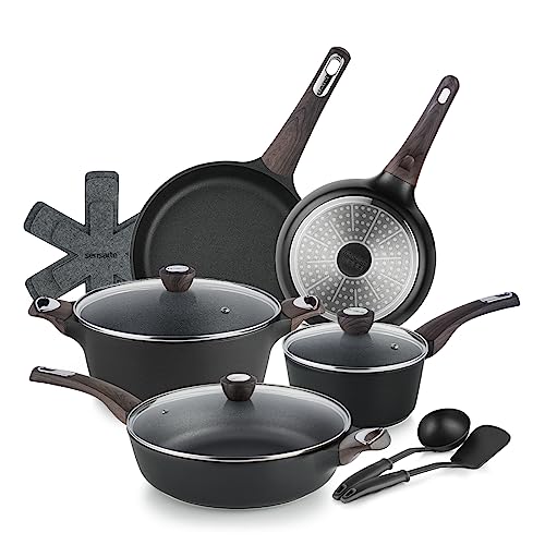 SENSARTE 14 Pcs Nonstick Cookware Sets, Pots and Pans Set with Glass Lids, Kitchen Induction Cookware Pots, Durable Non Stick Cooking Set with Stay Cool Handles, Healthy, Non Toxic, PFOA&PFOS Free SENSARTE 14 Pcs Nonstick Cookware Sets, Pots and Pans Set with Glass Lids, Kitchen Induction Cookware Pots, Durable Non Stick Cooking Set with Stay Cool Handles, Healthy, Non Toxic, PFOA&PFOS Free