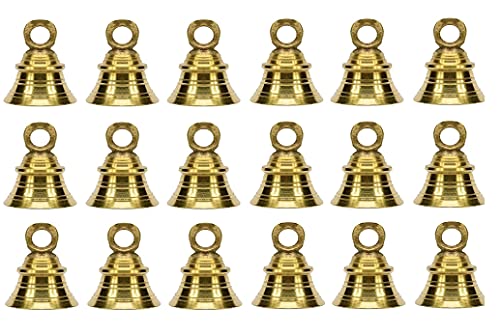 Image of UAPAN Brass Hanging Bell for Festival Home Decoration with J Hook Medium (2.5 Inch, Pack of 18)
