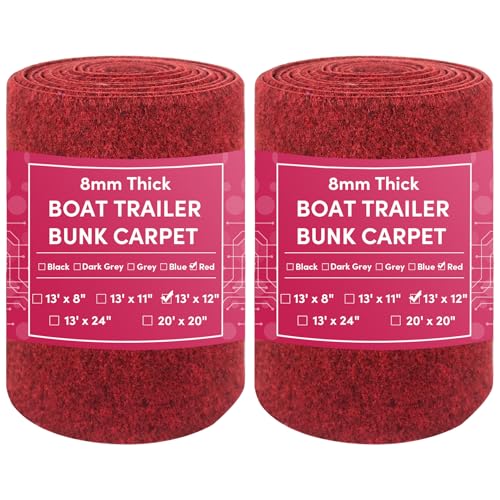 VEITHI Boat Trailer Bunk Carpet Red,12 inch x 13 feet Bunk Carpet,Boat Trailer Bunk for Jet Ski Ramps(2 Pack)