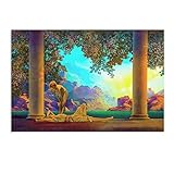 Maxfield Parrish Daybreak Painting Art Poster Canvas Painting Posters and Prints Wall Art Pictures for Living Room Bedroom Decor 36x24inch(90x60cm) Unframe-Style