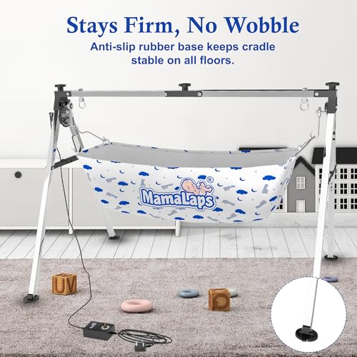 Image of MamaLaps Premium Automatic Baby Cradle | Heavy Duty Auto Swing Cradle for Newborn to 2 Years | Stainless Steel Palna Zula with Crib & Cot Function | 9 Kg Strong Frame | Baby Boy & Girl Cradle Bed