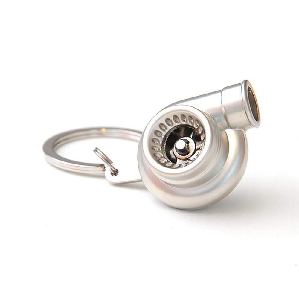 Spinning Turbo Keychain Key Ring (Silver)