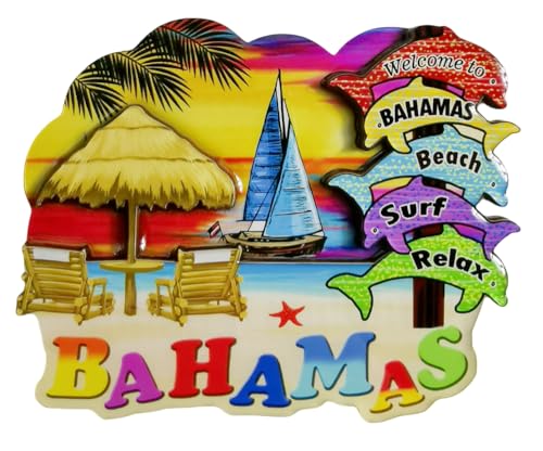 Imán 3D de recuerdo de viaje para nevera Bahamas