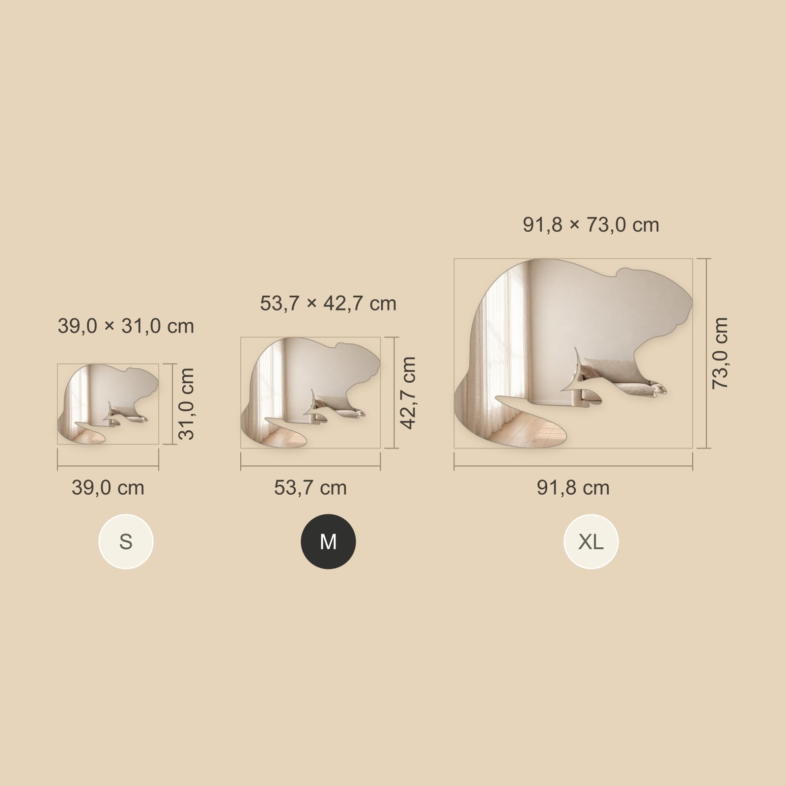 NISIN Miroir Castor - Décoration Murale Originale - 31 cm x 39 cm
