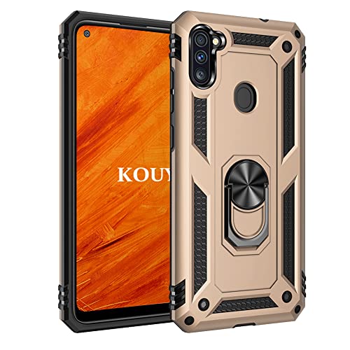 KOUYI Funda para Samsung Galaxy A11 / M11, Armor Carcasa con 360 Anillo iman Soporte Hard PC y Silicona TPU Bumper antigolpes Fundas Carcasas Case para Samsung Galaxy A11 / M11 (Oro)