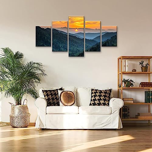 Canvas Print Great Smoky Mountains National Park Canvas Picture Artwork For Wall Decor Landscape Nature Large Poster Painting For Bathroom Living Room (60Wx32H) #TOP1