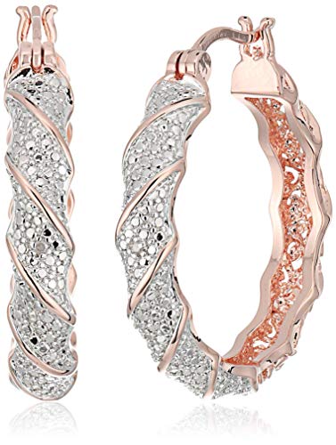 NRRN Amazon Collection Plated Bronze Diamond Accent Twisted Hoop Earrings
