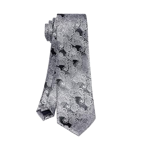 Image of 5PCS Tie and Pocket Square for Men, Silk Necktie and Handkerchief Cufflinks with Gold Ring and Lapel Pin Set