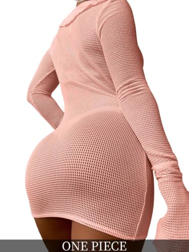 Image of Lilosy Sexy Crochet Sheer Long Sleeve Cover Up Swim Bathing Suit Beach Dress One Piece