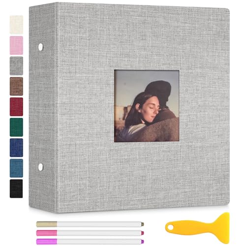 Zesthouse Photo Album Self Adhesive with Picture Display Window, 3-Ring Scrapbook Albums 60 Pages Holds 8x10 5x7 4x6 Photos, DIY Photo Book Ideal Gift for Family Wedding Baby