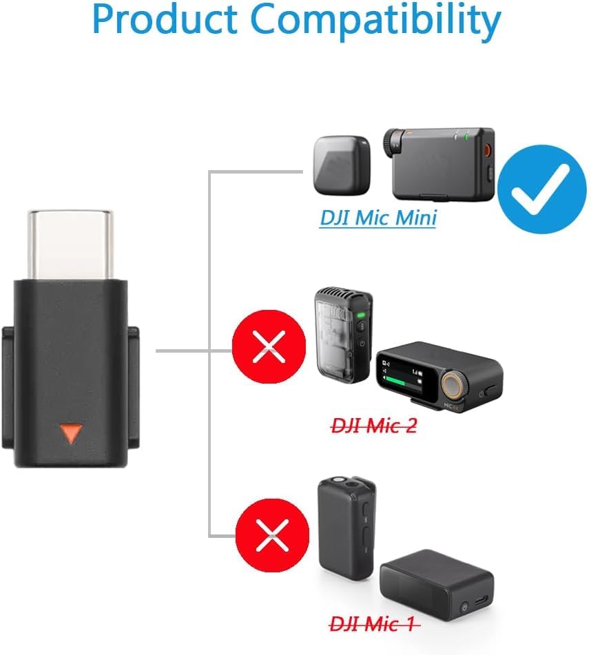 Image of Type C Adapters Compatiable for DJI Mic Mini, with USB C Female to Male Adapter,Smartphone /PC Connector Accessories, (NOT Compatible with DJI Mic 2 and Mic 3)