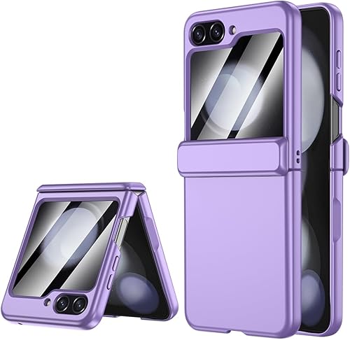 Funda para Samsung Galaxy Z-Flip-5 Protección completa de bisagra Funda delgada para teléfono para mujeres y hombres con protector de pantalla,