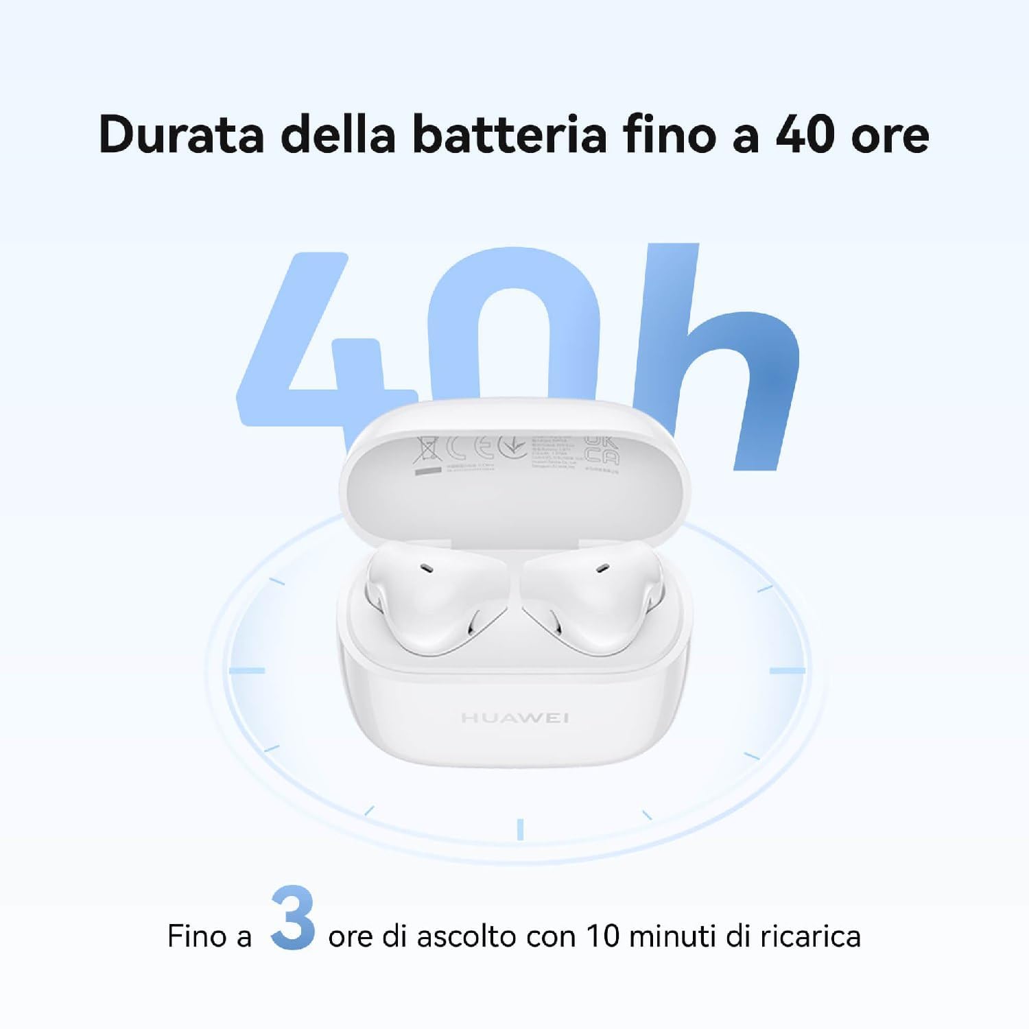 HUAWEI FreeBuds SE 2, Durata Batteria 40 Ore, IP54, Bluetooth 5.3, Bianco