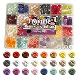 480 pcs Resin Buttons for Sewing, 11.5mm 4-Hole Flat Shank Buttons, 24 Assorted Pearlized Colors for Crafting, Clothing, DIY Projects - with Convenient Storage Case