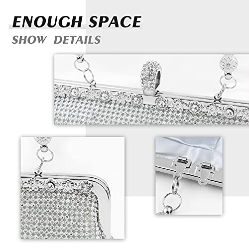 Carwales Silver Clutch Purse Rhinestone Purses for Women Evening Wedding Party Bridal Handbag Elegant Formal Evening Bag - Image 6
