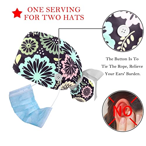 Chapeaux bouffants fleuris et ajustables pour casquettes professionnelles