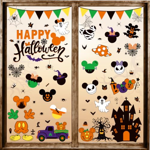 Halloween Window Clings, 7 Sheet Cute Themed Pumpkin Spider Halloween Party