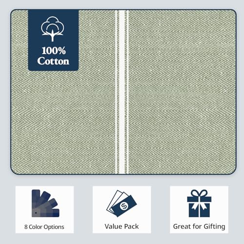 Image of LANE LINEN Kitchen Towels Set - 100% Pure Cotton Dish Towels for Kitchen, Super Absorbent Kitchen Hand Towel, Tea Towels, Soft & Durable Dish Cloths, Pack of 6 - 15 inchx25 inch, Olive