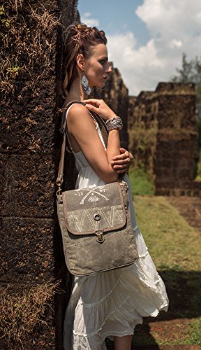 Myra Bags 1897 Upcycled Canvas Crossbody Bag S-1050, Tan, Khaki, Brown, One_Size3
