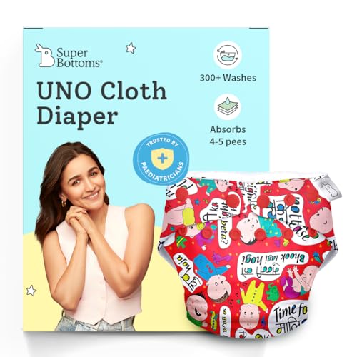 Image of SuperBottoms NEW UNO Freesize Cloth Diaper | Cloth diaper for babies 3M to 3Y | Washable & Reusable cloth diaper | Comes with cloth diaper insert | 1 Diaper and 1 Organic cotton Soaker | Baby Talk