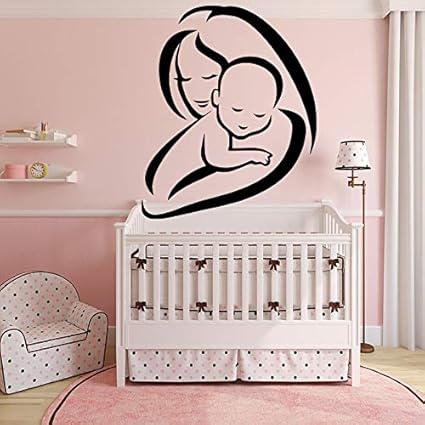 Stickers Muraux Tatouages Muraux Autocollants Maman Et Bebe Decor Amour Maternel Decoration De La Chambre Du Bebe Vinyle Autocollant Etanche Wall Art Decal 43x52cm Amazon Fr Bricolage