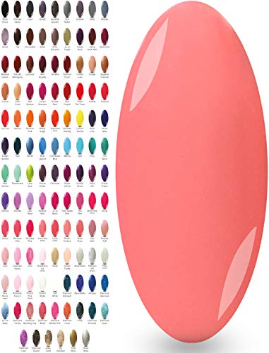Neon Coral Gel Nail Polish - (Coral Kiss) Bright Colour Glossy Peach UV LED Gel Polish Pastel Pale Orange Gel Colour Best Soak Off Professional Varnish Polishes NYK1 Nailac