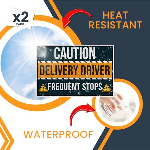 Image of Magnet Me Up Caution Frequent Stops Delivery Driver Magnet Decal, 2PK, Large 12x18 inch, Heavy Duty Automotive Magnet for Car, Any Magnetic Surface, Flex Delivery Driver, Crafted in USA