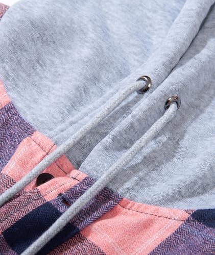 Image of SCODI Mens Flannel Hoodie Shirt Casual Button Down Plaid Long Sleeve Shirts