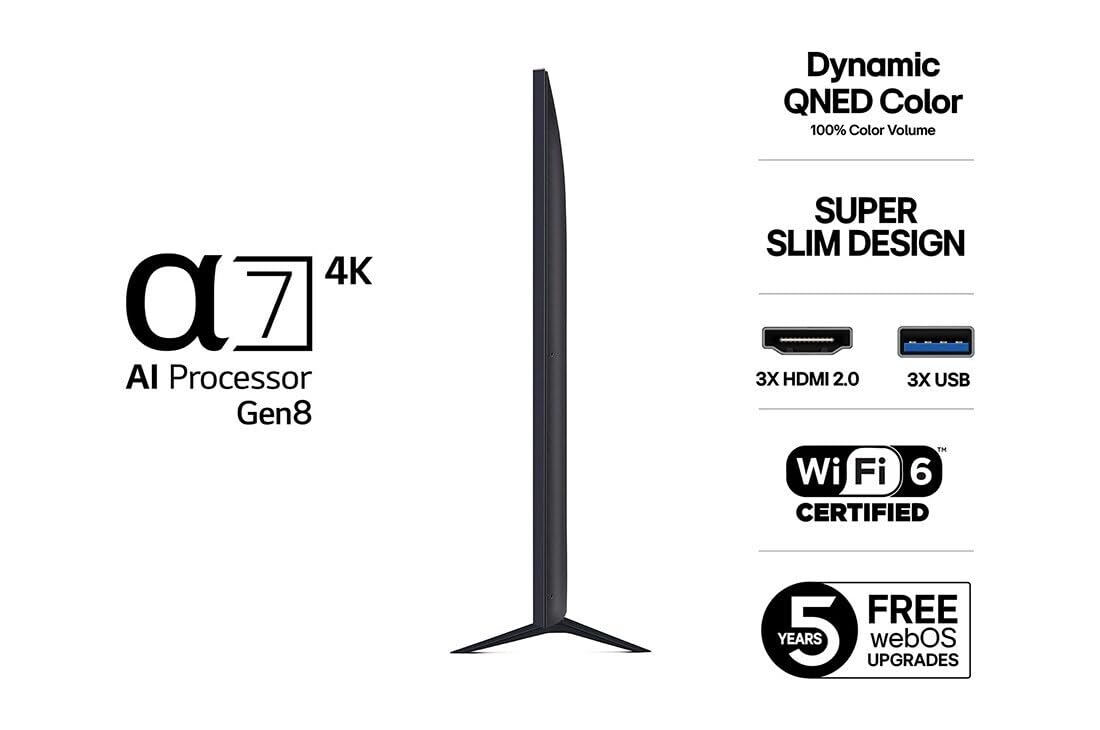 LG 75QNED7E TV 4K de 75" (2025), tecnología QNED, Dolby Vision, WebOS 25, Alpha 7 AI Gen8, HDR10, HDMI eARC