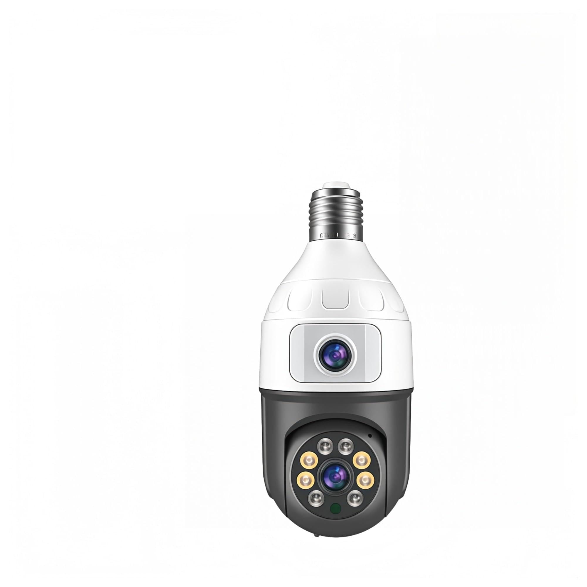 NCAEVGXRWJT 4MP E27 Bulb WiFi Security Camera, Dual Lens 360° Panoramic Night Vision Baby Monitor Compatible with Onvif(32G SD Card)