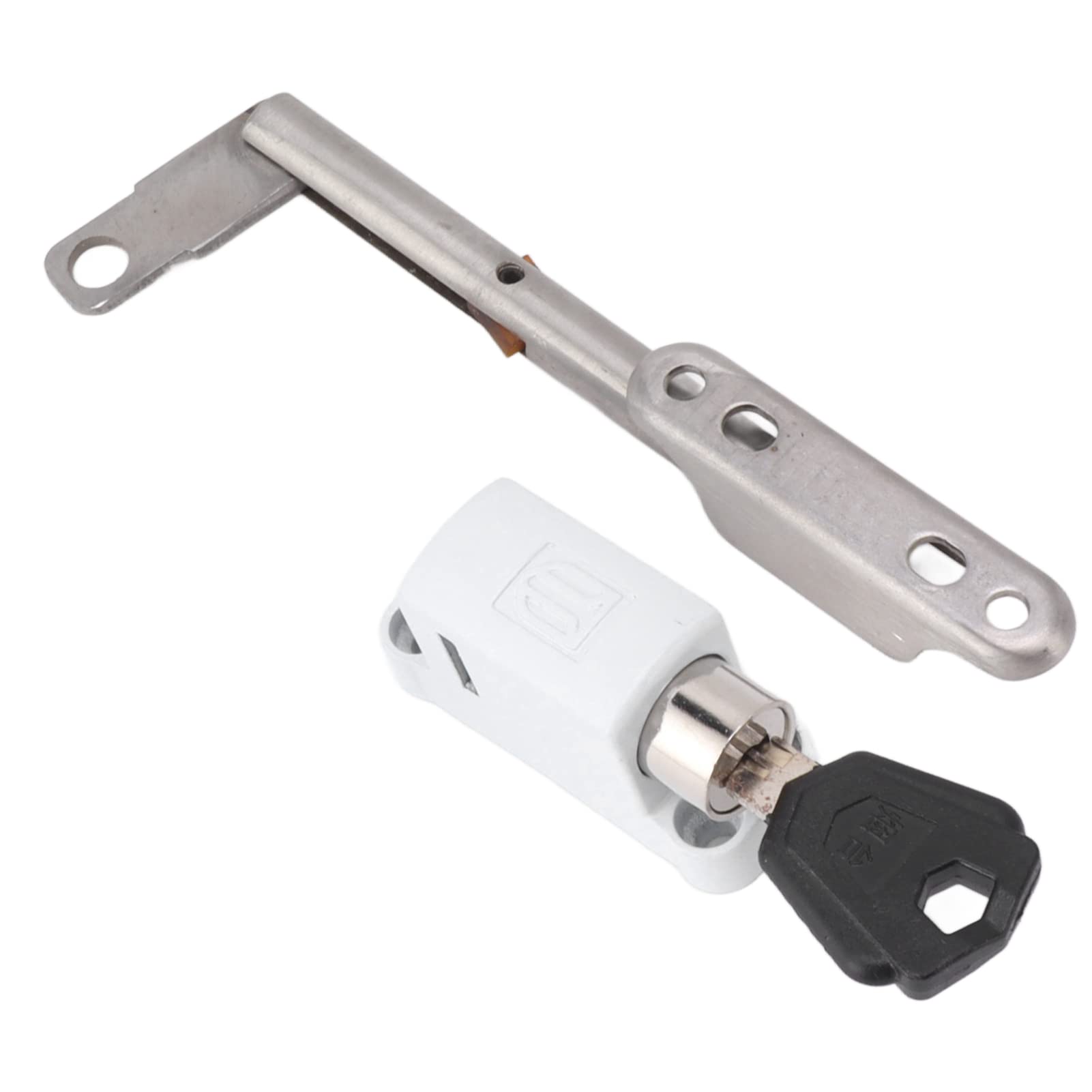 Barre de sécurité pour fenêtre coulissante |Tige de tension de 12 cm pour panneaux coulissants |Protection enfant et grille de ventilation |Serrure en alliage de zinc avec clé