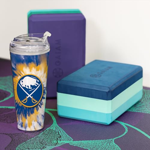 Image of Rico Industries NHL Hockey Team Color Tie Dye 24oz Metallic Acrylic Tumbler with Hinged Lid, Officially Licensed Double Wall Tumbler with Straw