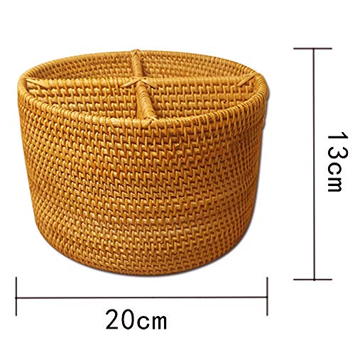 Panier de rangement rotin 4 compartiments couverts ustensiles cosmétiques