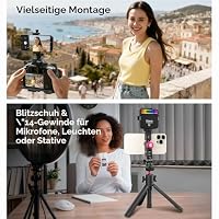 ULANZI MA61 Metall Handy Stativ Halterung mit Cold Shoe, 360°, 1/4" Schraubenloch, Adapter für Kamera iPhone 17 15 12 Pro Max, Samsung Galaxy, Klemme Aluminiumlegierung Vlogging, Live-Streaming, Video – Ansicht 7