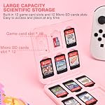 DLseego Game Card Case Holder for Switch Lite/Switch/Switch OLED, Switch Game Cartridge Memory Card Portable Storage Box with 12 Game Card Slots and 12 Micro SD Card Slots-Brown Cat