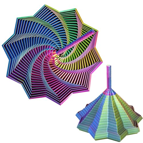 Fidget Star, 3D imprimé fractale expansé avec poignée, spirale rotative de décompression hexagonale, gadgets de soulagement du stress multi-facettes,...