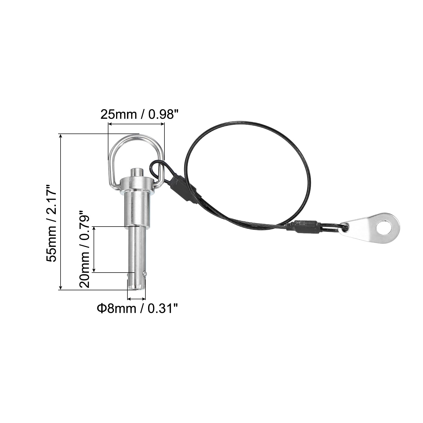 PATIKIL Quick Release Pin 8 x 20mm(5/16" x 0.79") - Image 2