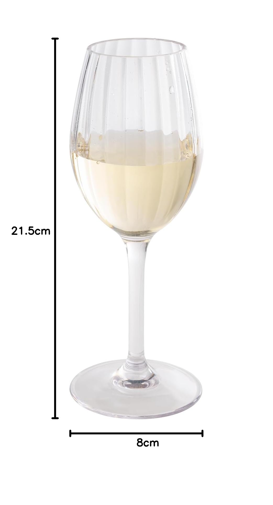 Buddy's Bar - Zestaw 6 przezroczystych szklanek do białego wina/kubek z tworzywa sztucznego Tritan, średnica 8 cm, wys. 21,5 cm, 320 ml