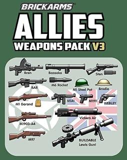 BrickArms WWI & WWII Allies Weapons & Accessories Military Pack v3 for Minifigures