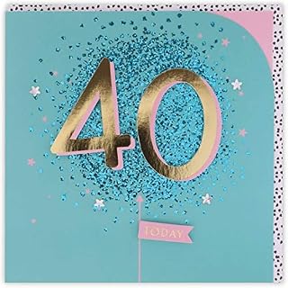 Clintons: Large 40 Attachments, 40th Milestone Birthday Greetings Card, 159x159mm, multi-color