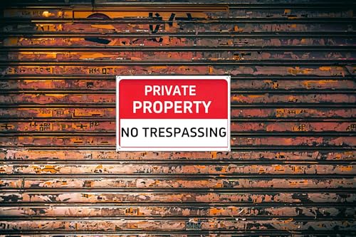 Private Property No Trespassing Sign – Rust-Free Aluminum Sign, Reflective, Waterproof, and Weather-Resistant Design, Suitable for Home, Garden, Yard, Residential, Business, Farm, and Public Areas – 8x12 Inches