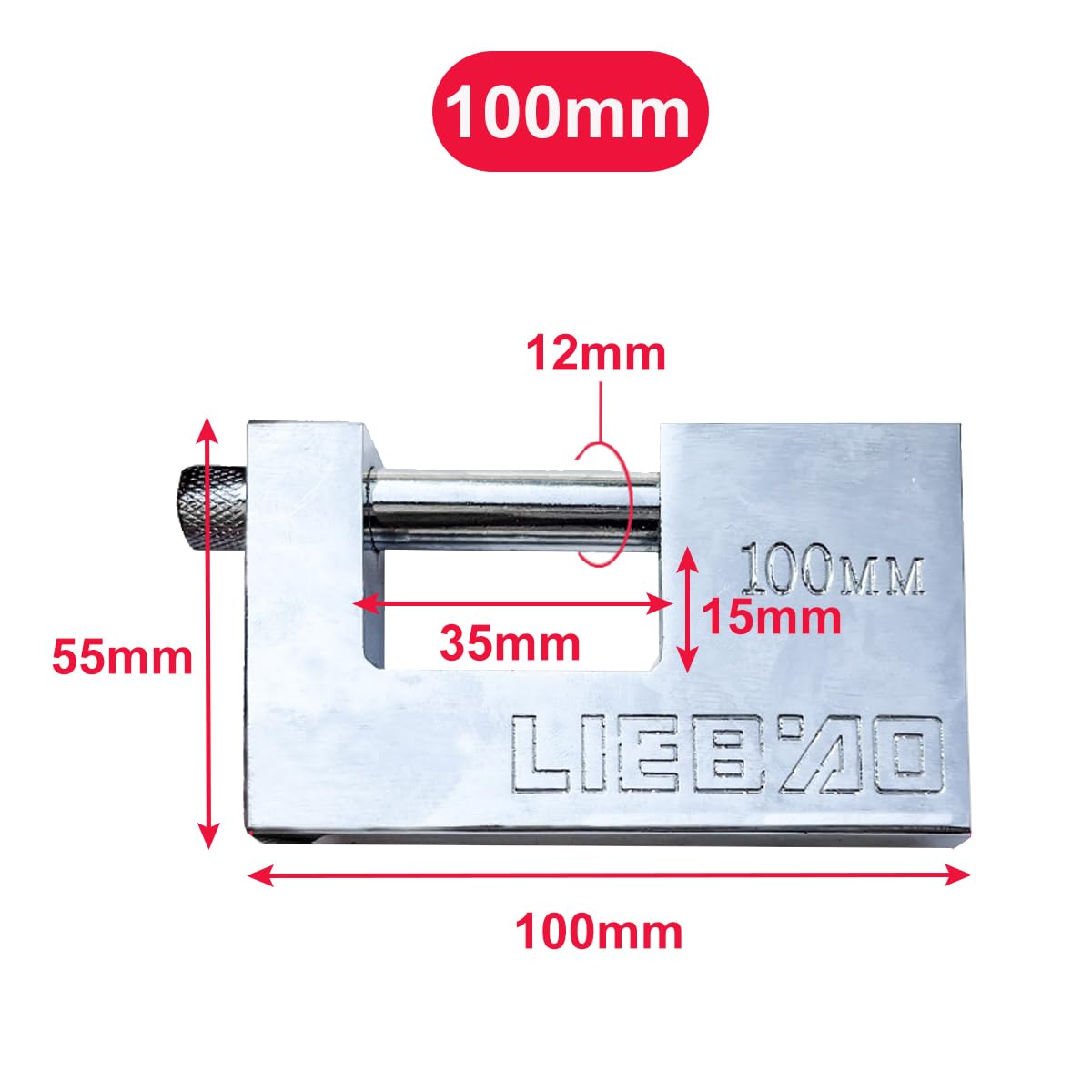 Schwerlast Vorhängeschloss mit Schlüssel, 100mm Schloss Sicherheitsschloss aus Edelstahl für Lagerhäuser Spinde Garagen Container Schuppen, 2er Pack