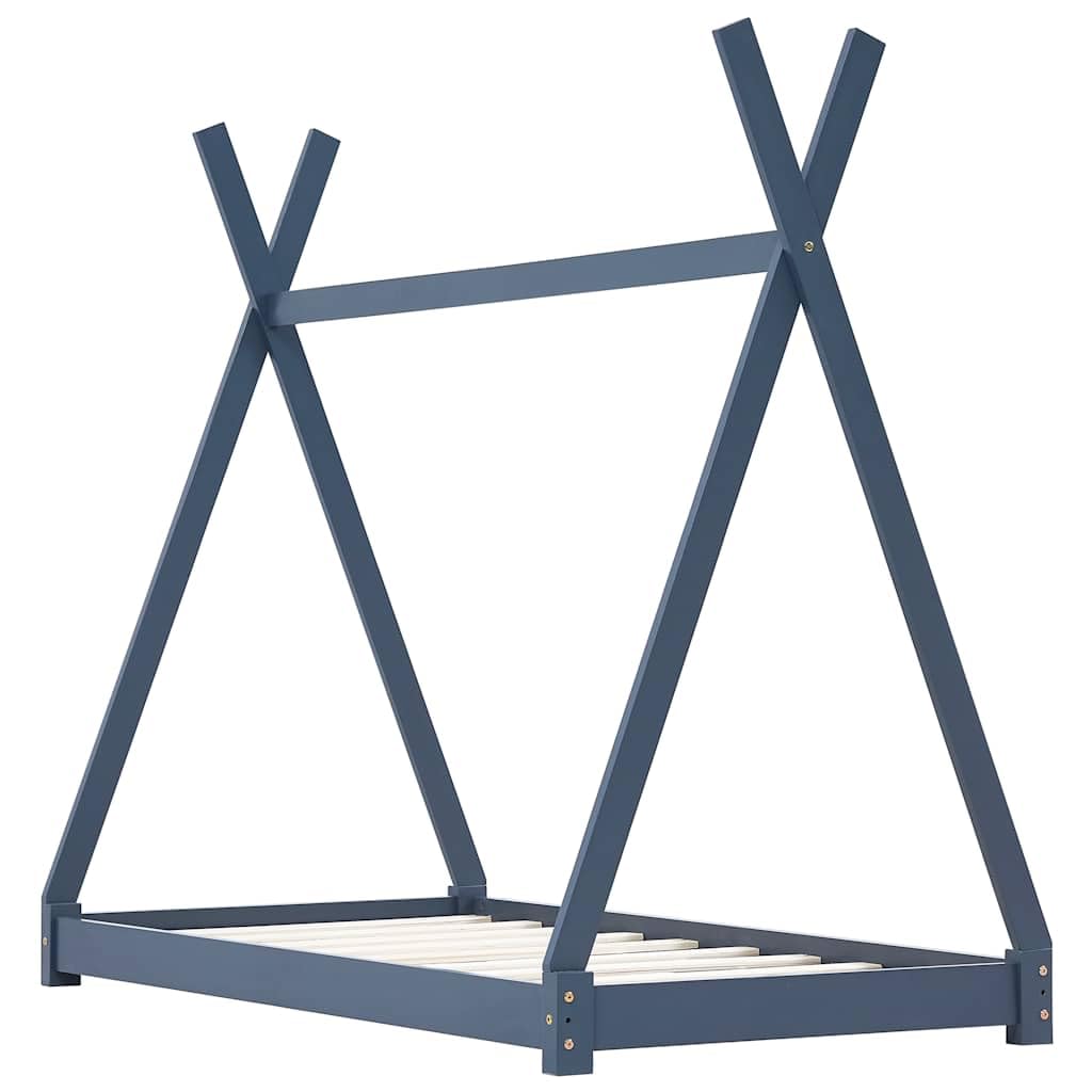 vidaXL Cadre de lit d Enfant Gris Bois de pin Massif 80x160 cm