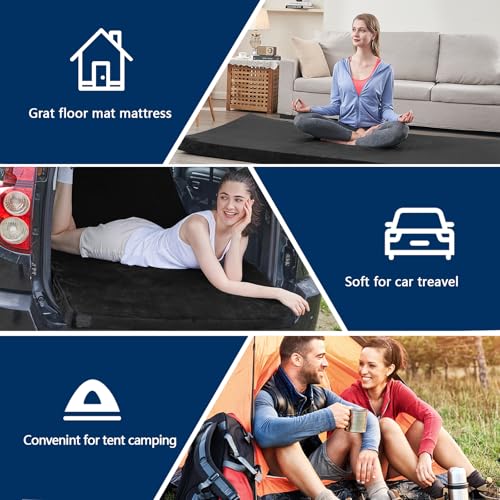Image of CYMULA Memory Foam Camping Mattress Pad, Sleeping Mat, Portable Roll Up Mattress for Adults, Camping Bed Pads for Sleepover, Car Bed with Travel Bag