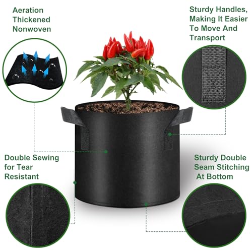 IPower Lot De 5 Sacs De Culture En Tissu Avec Poignées à Sangle Pour