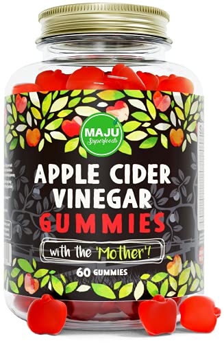 Apple Cider Vinegar Gummies with Mother - Weight Management & Detox - 2X Stronger (1000 mg) Unfiltered ACV, Gluten-Free, Chewable, Low Sugar Content, Vegan by MAJU