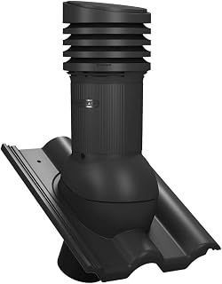 Entlüfterkamin Tile EVO DN150 für Braas - Frankfurter, Benders - Mecklenburger, ProDach - Doppelrömer Dachziegel Dachlüfter Lüfter (RAL9005 - Schwarz)